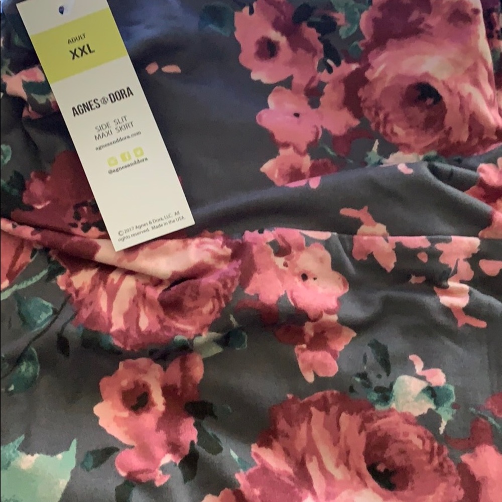 Gray Floral Maxi Skirt